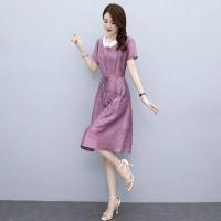 连衣裙女夏2021今年流行新款小个子收腰显瘦高端气质减龄休闲裙子 紫色 S