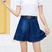 牛仔裙短裙半身裙女春款2019新款韩版高腰显瘦夏a字伞裙蓬蓬裙a型 蓝色不带安全裤 S