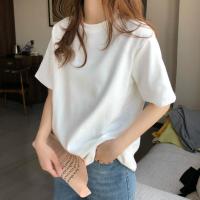 [两件套装]夏季新款减龄小香风薄款短袖衬衣女格纹百褶半身裙子 白T恤 S
