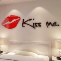 Kissme嘴唇亚克力3D立体墙贴卧室床头客厅沙发电视背景墙装饰贴画 红 超小