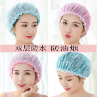 新款浴帽女双层加厚防水成人浴帽子防油烟头套洗澡洗头浴帽 随机1个
