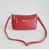 四条拉链新款软皮时尚百搭中年女包妈妈包多层大容量单肩包斜挎包 酒红色压花图案二:格子 小号可放手机长款钱包