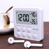 高精度电子温度计湿度计家用室内精准婴儿房室温干湿温湿度计闹钟 白色 508白色[简洁醒目]