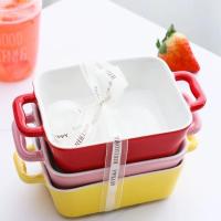 芝士焗饭盘微波炉烤盘陶瓷双耳盘子烤箱专用餐具创意可爱家用烤碗 微瑕 空心双耳530ML(随机颜色) 1只装