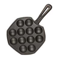 新款铸铁章鱼丸子锅小丸子锅无涂层不粘锅烤鹌鹑蛋烤盘 铁把12孔单锅(只送麻绳)