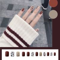 短款豹纹磨砂可拆卸穿戴美甲贴片假指甲成品防水学生自然指甲贴片 短款豹纹磨砂 关注店铺送胶水