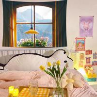 油画挂布房间油画艺术房间装饰墙布床头挂毯宿舍改造壁毯背景布 窗外风景 45*35cm