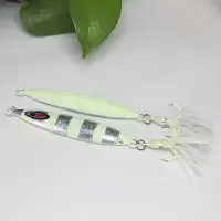 龙刺铁板深海钓带鱼鲅鱼马鲛烟仔夜光鱼骨船钓慢摇铁板路亚假饵 银色夜光条 60克 裸片(不带钩)