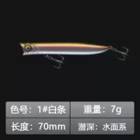 EWE美夏鬼波浮水波爬超远投路亚饵翘嘴鲈鱼鱤鱼水面系假饵铅笔 7克 1号白条