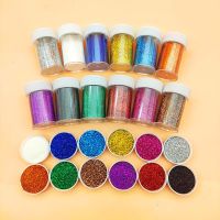 金葱粉闪粉尖嘴瓶装6色炫彩闪光粉diy装饰画幻彩闪闪粉绘画亮粉 12瓶金葱粉送胶水+刷子