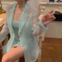 单件/套装2021夏季韩系名媛气质西装防晒衣+性感吊带裙两件套套装 单件连衣裙 S
