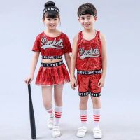 六一儿童爵士舞演出服亮片女童舞蹈服装韩版套装街舞幼儿园表演服 女款 100