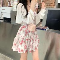 甜辣风碎花吊带连衣裙套装女夏季薄款防晒披肩开衫甜美收腰短裙子 开衫 单件 S 建议80~100斤