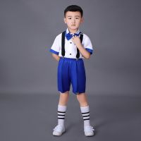 六一儿童合唱服宝蓝色女童演出服幼儿舞蹈蓬蓬裙中小学生集体表演 宝蓝色新款包边玲 100