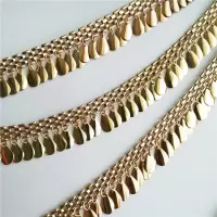 全手工挂珠金属叶子 彩色水晶吊珠流苏舞蹈裙花边(50厘米价格) 表链水滴