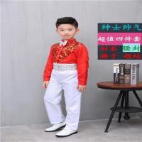 儿童演出服粉色长袖幼儿园跳舞蓬蓬裙女童主持少儿诗歌朗诵表演服 红V长 100cm