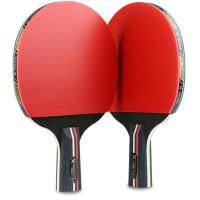五星比赛乒乓球拍专业比赛乒乓球拍单拍5星拍横拍直拍短柄乒乓拍 潮流三星套装2只短柄3球