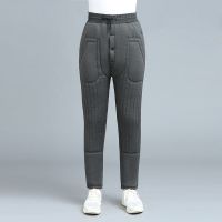 2021新款男士加绒加厚驼绒裤中老年高腰护膝超厚保暖大码爸爸棉裤 灰色 2XL [建议腰围2尺2-2尺5]