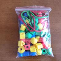 益智手眼协调儿童玩具早教穿线绳数字积木几何纽扣串珠颜色认知 [袋装]小串珠30颗+1绳+图纸