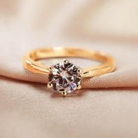 配证书假一赔十 925六爪莫桑石仿真求婚钻戒指女情侣戒指生日礼物 玫瑰金六爪戒指