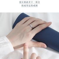 配证书1克拉仿真莫桑石925戒指女情侣戒指结婚求婚戒指钻戒情人节 尾指戒指圈[开口款]