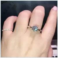 一克拉仿真莫桑石镀玫瑰金戒指女情侣戒指钻戒多个款式 经典一克拉戒指