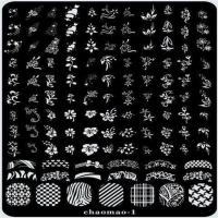 新年美甲印花大钢板印章模板硅胶指甲油初学者刮板透明印章 超大钢板--1#