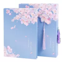 密码本手账本古风密码锁笔记本本子可爱少女心带锁日记本盒装锁本 古风紫色(96张)