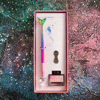 美人鱼渐变色创意玻璃笔水晶笔蘸水笔学生用墨水星空生日礼物盒装 美人鱼(亮光款)