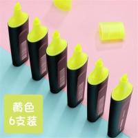 得力荧光笔S600糖果彩色荧光记号笔涂鸦笔划重点手账笔彩色标记笔 [6支]黄色