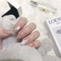 假指甲贴片秋冬可拆卸仙女款穿戴甲片成品新娘穿戴式指甲贴片 温柔裸色山丘 特小号