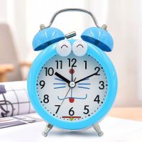 卡通kt闹钟学生少女心创意个性静音床头闹铃简约儿童时钟水钻可爱 叮当猫没钻