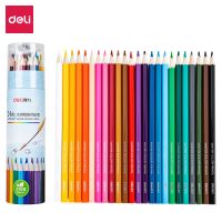[24小时发货]得力彩铅水溶性彩色铅笔绘画学生用美术专业24色26色48色儿童画笔 [水溶性赠卷笔刀]68130_24色