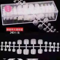 脚甲片美甲折无痕透明脚指甲504片美甲店专用穿戴磨砂贴片免打磨 脚甲片磨砂240[送胶水]