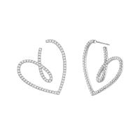 HEFANG何方珠宝爱心丝带耳环周雨彤同款超仙气质高级感耳坠耳饰品 银色