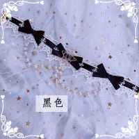 原创手作Lolita珍珠颈链颈饰多色蝴蝶结项链日常百搭花嫁轻奢项链 黑色[上海发货 默认圆通]