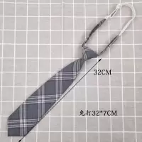 日系JK小物领结配饰领带女男搭配制服手打款免打新疆棉灰格子领带 免打领带 灰