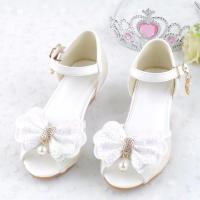 女童凉鞋2021新款夏季儿童蝴蝶结高跟鞋中大童蓝色白色紫色浅粉色 白色813-2款 26码/内长17.5CM