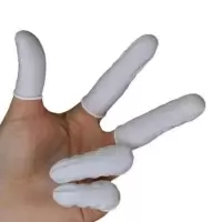 防静电手指套一次性乳胶手指套橡胶劳保白色黄色手指套加厚耐磨 白色手指套 300克/袋约450个