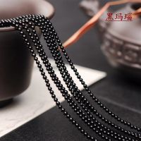 天然玛瑙散珠圆珠水晶石榴石茶白水晶黑曜石珠子2mm饰品手链材料 黑玛瑙 4mm/条约90粒