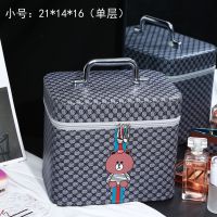 大容量化妆品学生桌面收纳盒化妆箱韩版化妆包ins大号便携女旅行 灰色小号(方箱)