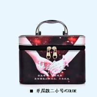 新款便携女式化妆包时尚大容量多功能收纳手提旅行收纳双层化妆箱 3小号单层往后余生19*13*13