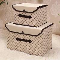 布艺可折叠收纳盒家庭储物箱内衣玩具收纳盒整理箱装衣服的箱子 小号(25*20*17cm) 连珠方格