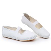 女鞋帆布鞋橡胶软底舞蹈鞋工作鞋护士鞋晨练鞋跑步散步白色工作鞋 全白舞蹈鞋 26码[16]内径约15.5厘米