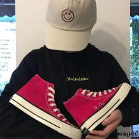 鞋子男2021新款韩版高帮帆布鞋男生休闲鞋潮流小白鞋百搭ins板鞋 1970s-高帮-酒红 44