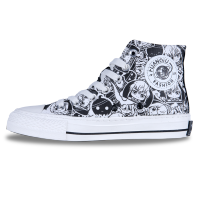 [48小时发货]环球2022春季新款百搭通灵妃联名帆布鞋女鞋子ins潮动漫休闲板鞋 黑色 35