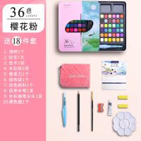 48色固体水彩颜料儿童可水洗美术初学水彩画颜料套装绘画水粉颜料 [初学套装]36色樱花粉+调色盘