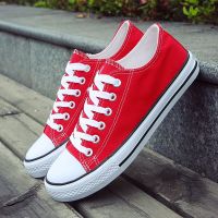小脏橘学生港风帆布小白鞋女2021春新款ulzzang复古百搭板鞋子潮 基本款-大红 40