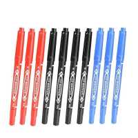 [48小时发货]广东产小双头油性记号笔瓷砖勾线儿童绘画学生美术极细头记号笔 广东产小双头[红蓝黑]混色10支装
