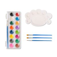 魔法熊初学者写生绘画48色颜料儿童水粉颜料固体粉饼水彩颜料套装 16色初学款(5件套)